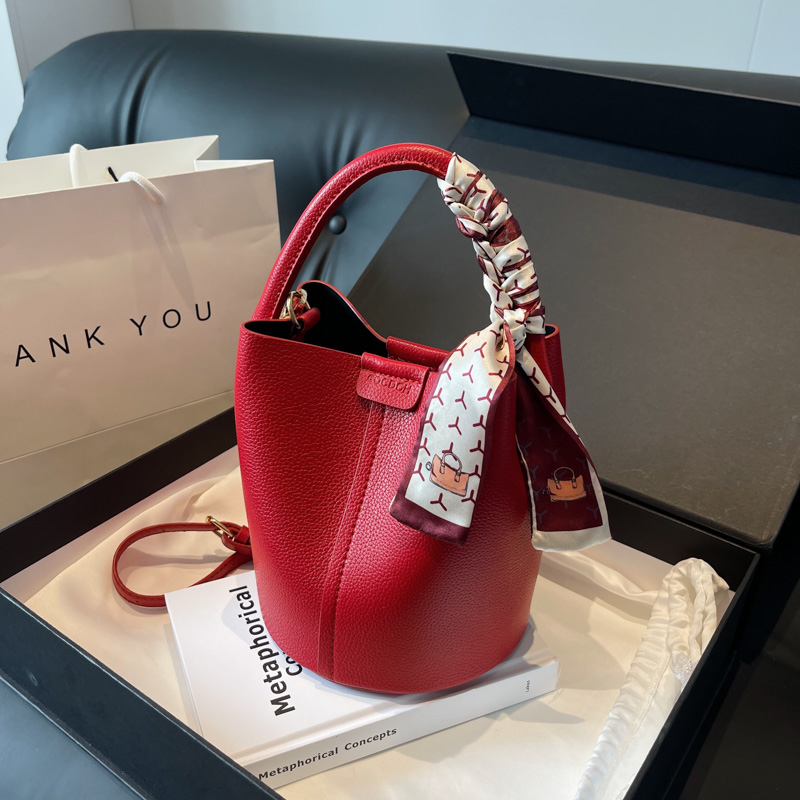 Red PU Bucket Shoulder and Cro - Luxury Bags For Sale ulasan dan harga