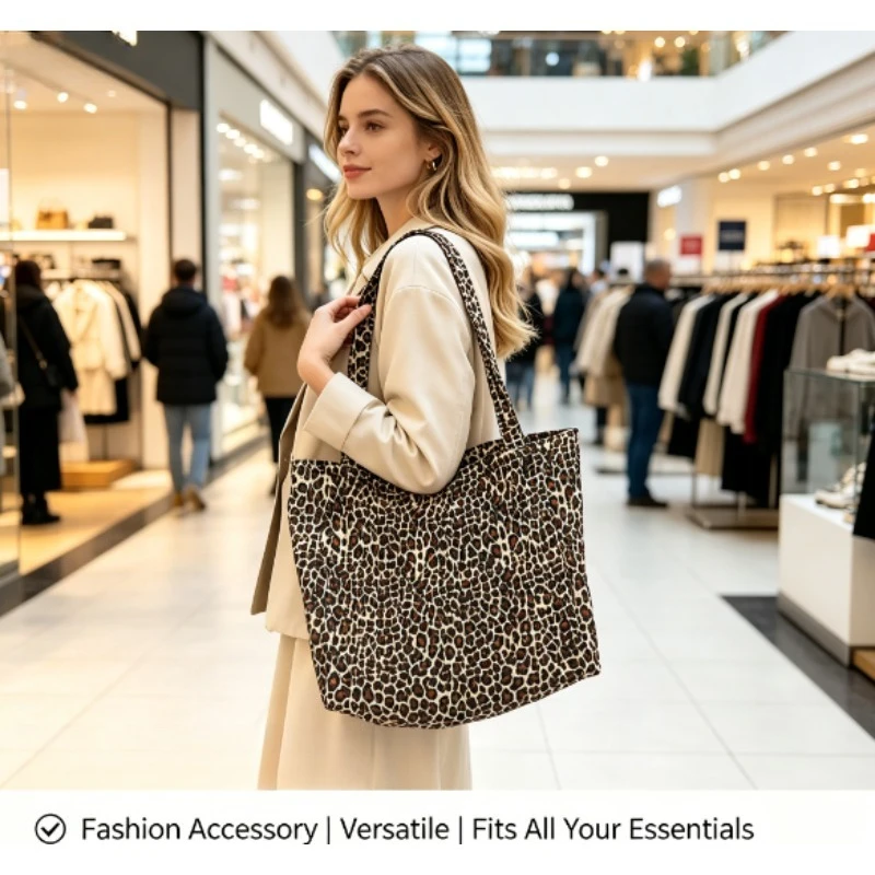 2026 Leopard Print Canvas Tote - Quiet Luxury Bags Tote ulasan dan harga