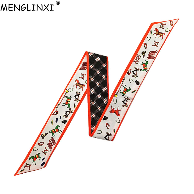 Horse Plaid Skinny Scarf Women - Luxury Bags In China ulasan dan harga
