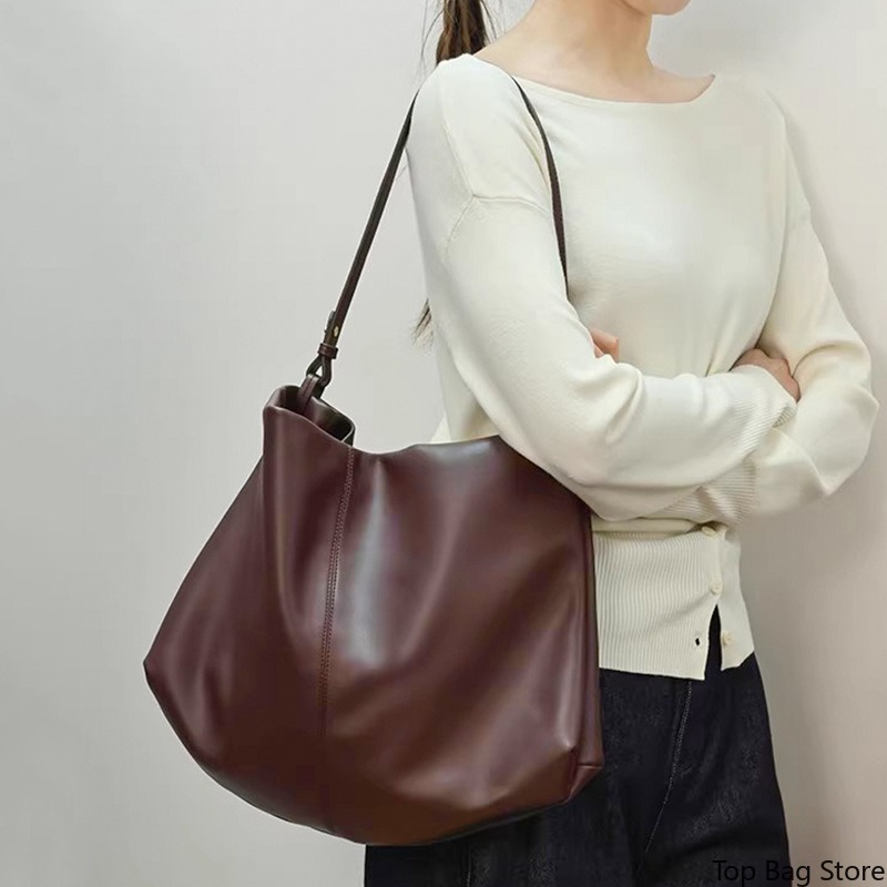 Genuine Leather Shoulder Bag f - Quiet Luxury Bags Tote ulasan dan harga