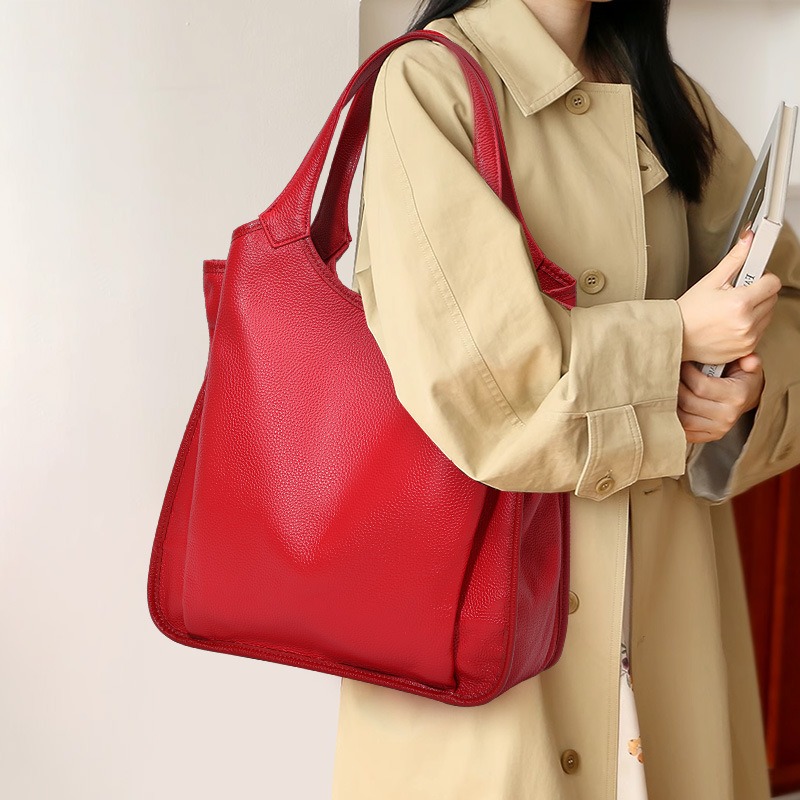 Genuine Leather Shoulder Tote  - Quiet Luxury Bags Tote ulasan dan harga