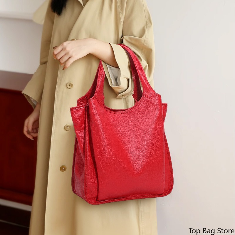 Genuine Leather Shoulder Tote  - Quiet Luxury Bags Tote ulasan dan harga