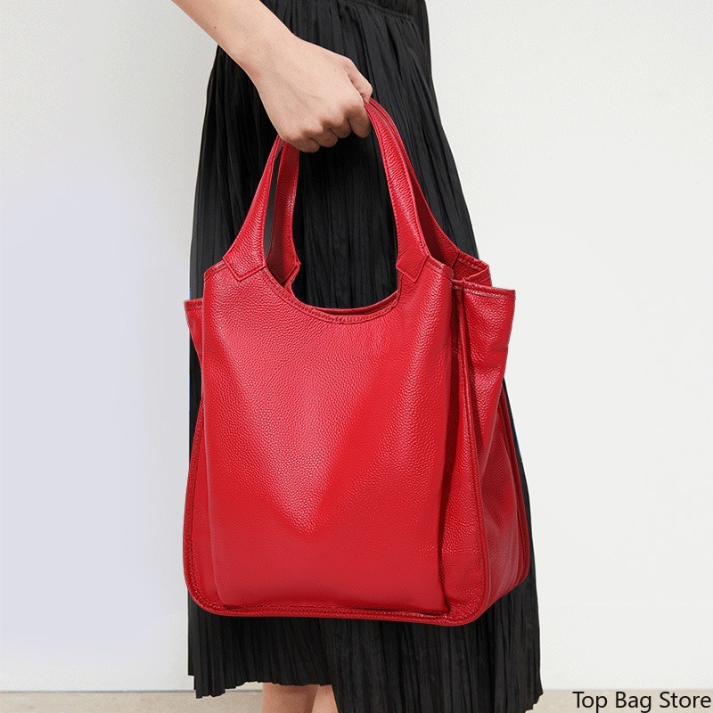 Genuine Leather Shoulder Tote  - Quiet Luxury Bags Tote ulasan dan harga