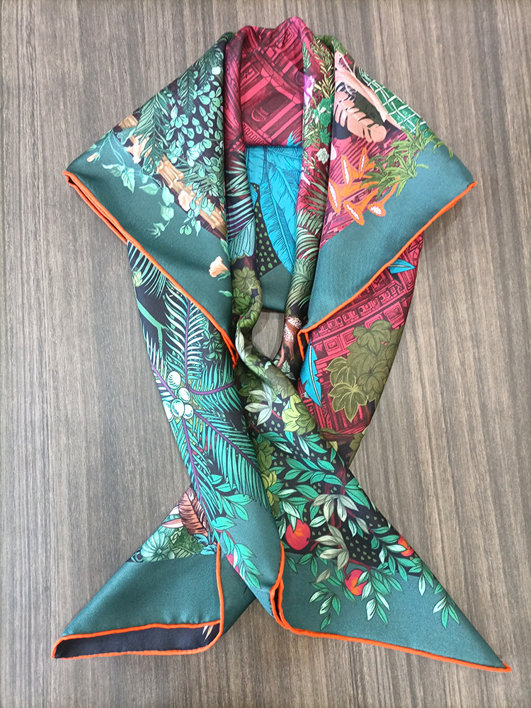 Silk Scarf 90CM Women Hand Rol - Luxury Bags And Accessories ulasan dan harga