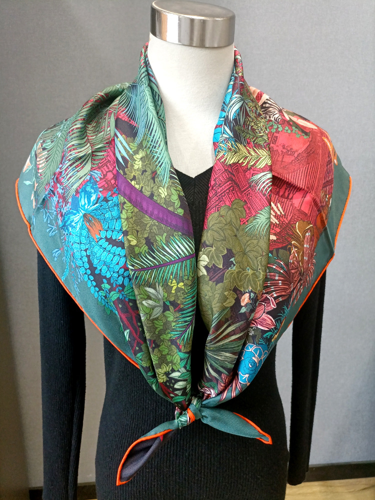 Silk Scarf 90CM Women Hand Rol - Luxury Bags And Accessories ulasan dan harga