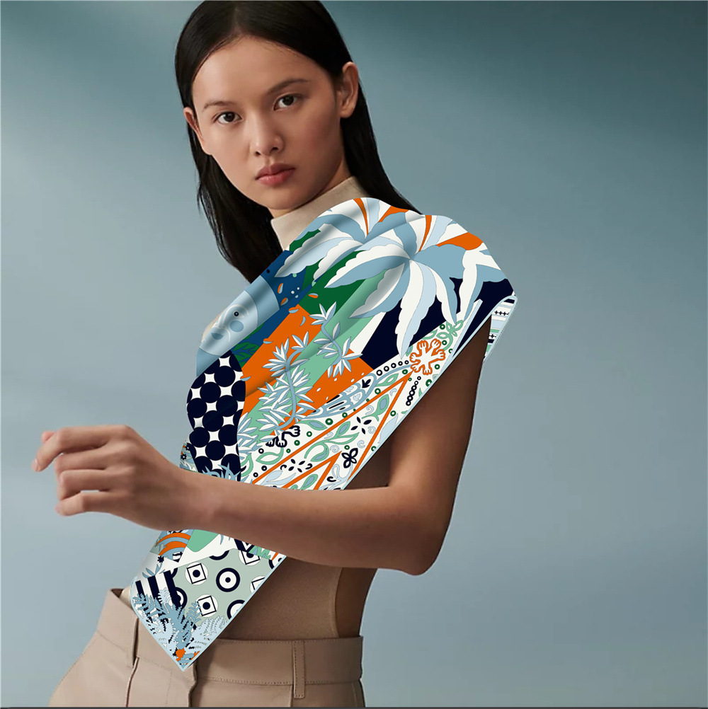 Vintage Women Silk Scarf Trian - Luxury Bags And Accessories ulasan dan harga
