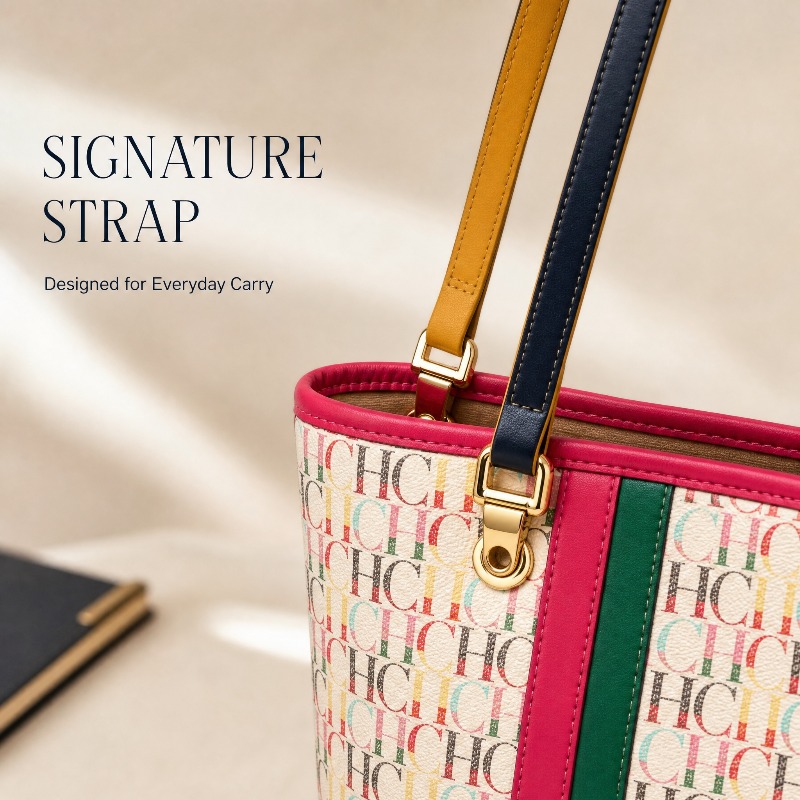 CHHC Women Colorful Monogram P - Tote Bag Leather Monogram ulasan dan harga