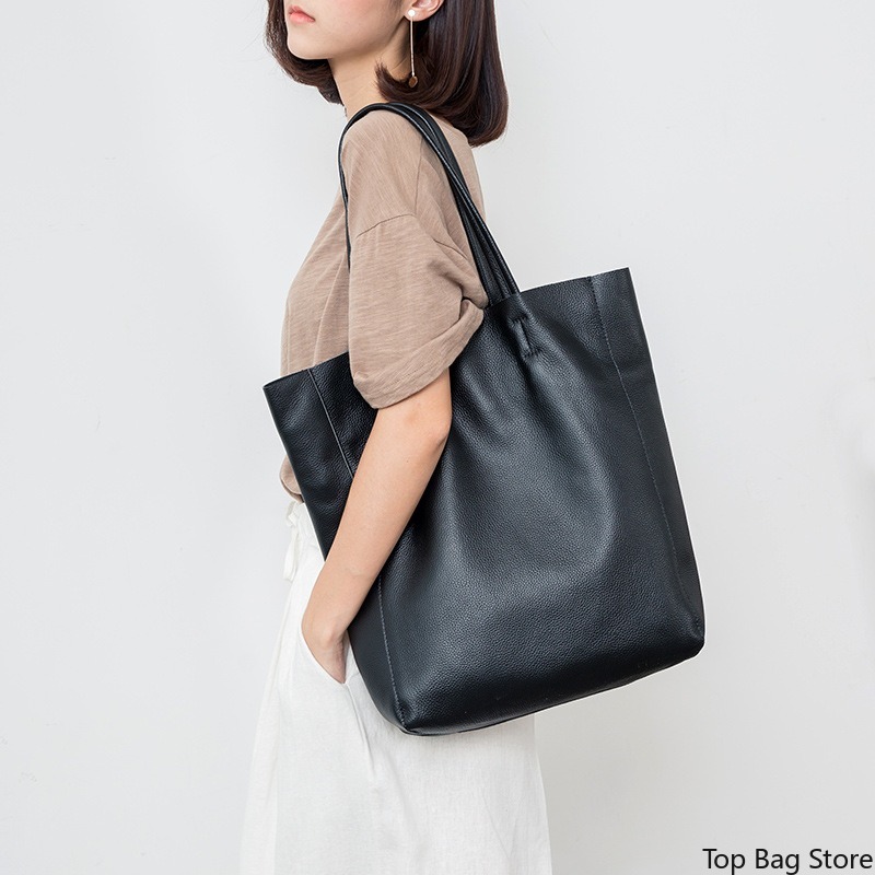 Genuine Leather Shoulder Tote  - Quiet Luxury Bags Tote ulasan dan harga